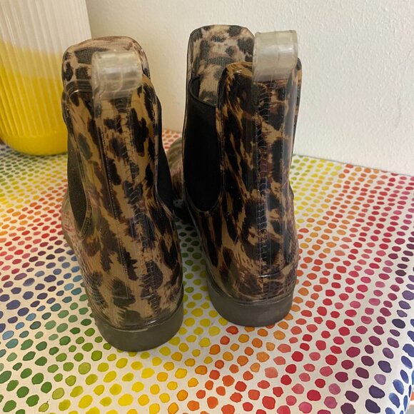 J CREW Leopard Rain Boots Ankle Boots Booties 7 - Picture 5 of 7
